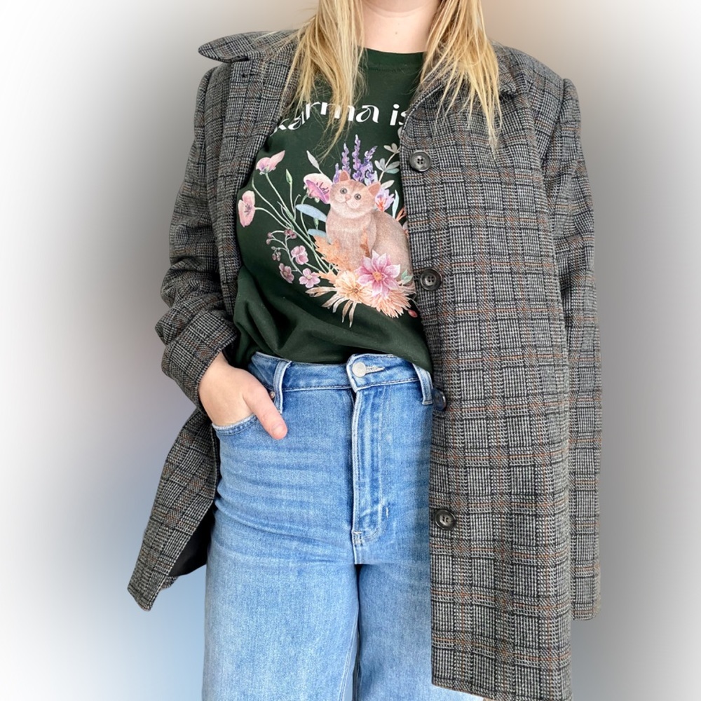 Gorgeous Vintage Haggar for Women Wool-Blend Checkered Oversized Blazer Jacket